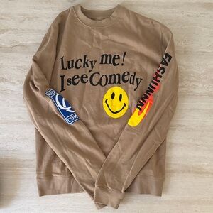 ‘Fashun’ by Andrew Schultz Tan Graphic Crewneck Sweater